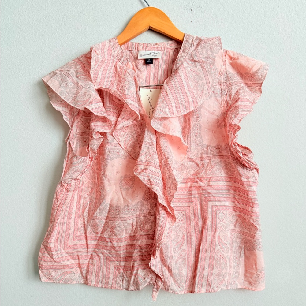 BUNDLE ONLY-Universal Threads Pink Ruffled Paisley Top